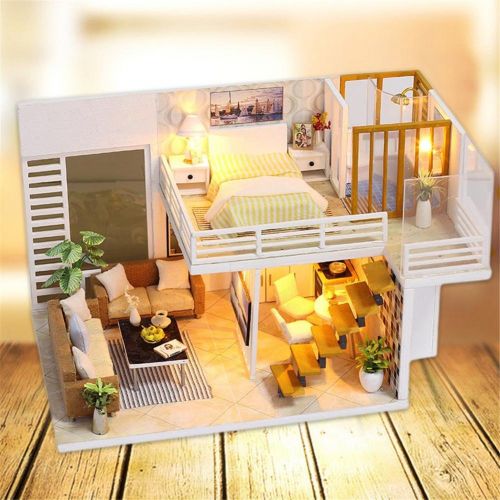  Leiyini Dollhouse Miniature DIY House Kit Wooden Doll House Creative Room Perfect DIY Gift for Friends,Lovers and Families