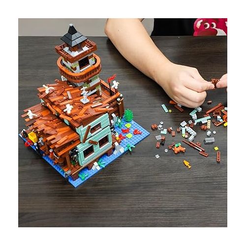  Fishing Village Store House Building Set, 1881 PCS Wood Cabin Mini Building Block Kit, STEM Architecture Toys, Birthday Gift for Adults Ages 8-14+ Teens