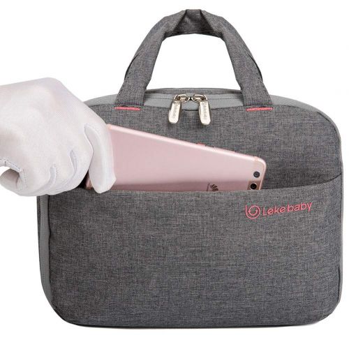  [아마존베스트]Lekebaby Breast Milk Cooler Bag with Contoured Ice Pack Fits 6 Breastmilk Baby Bottles Cooler Tote Bag for Nursing Mothers, Grey