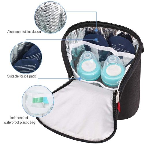 [아마존베스트]Lekebaby Insulated Baby Bottle Bags for Travel Double Baby Bottle Warmer or Cool, Arrow Black