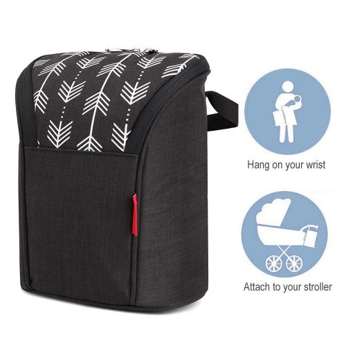  [아마존베스트]Lekebaby Insulated Baby Bottle Bags for Travel Double Baby Bottle Warmer or Cool, Arrow Black