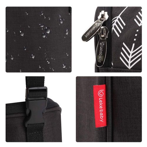  [아마존베스트]Lekebaby Insulated Baby Bottle Bags for Travel Double Baby Bottle Warmer or Cool, Arrow Black