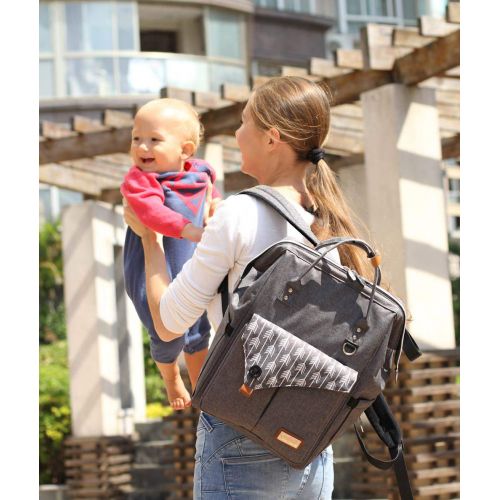  Lekebaby Diaper Bag Backpack for Mom in Grey with Arrow Print