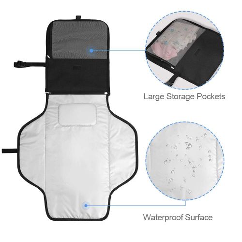  Lekebaby Lekebebay Portable Diaper Changing Pad Built-in Head Cushion Waterproof Baby Travel Changing Station, Strips Arrow Print