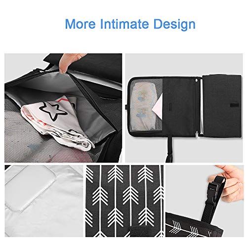  Lekebaby Lekebebay Portable Diaper Changing Pad Built-in Head Cushion Waterproof Baby Travel Changing Station, Strips Arrow Print