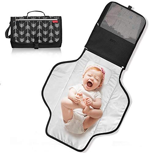  Lekebaby Lekebebay Portable Diaper Changing Pad Built-in Head Cushion Waterproof Baby Travel Changing Station, Strips Arrow Print