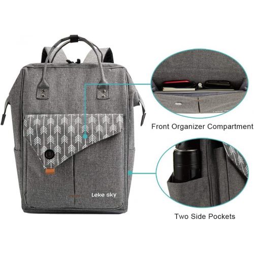  [아마존베스트]Lekebaby Lekesky Laptop Backpack 15.6 Inch Stylish Women Computer Backpack School Backpack Water Repellent Travel Backpack for Women and Men, Grey