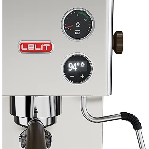  Lelit Grace PL81T semi-professionelle Kaffeemaschine fuer Espresso-Bezug, Cappuccino und Kaffee-Pads-Gebuerstetes Edelstahl-Gehause-LCD Display und LCC elektronisches Kontrollsystem,