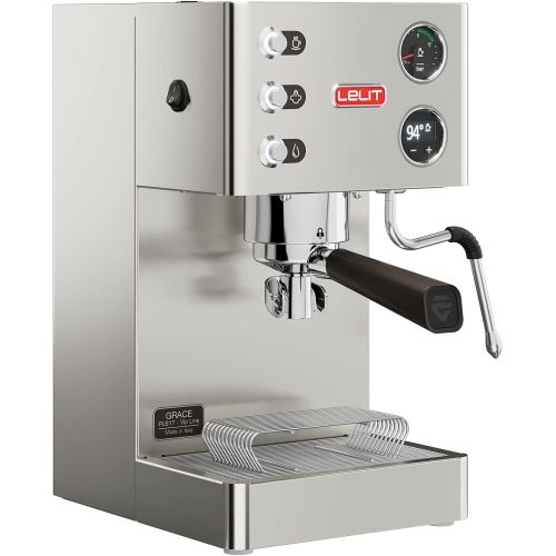  Lelit Grace PL81T semi-professionelle Kaffeemaschine fuer Espresso-Bezug, Cappuccino und Kaffee-Pads-Gebuerstetes Edelstahl-Gehause-LCD Display und LCC elektronisches Kontrollsystem,