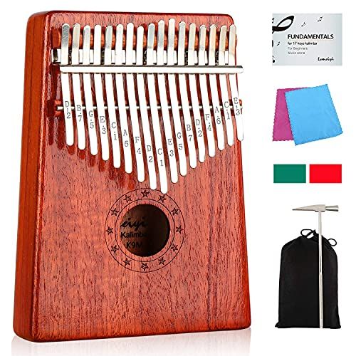  LEMEIYI Kalimba 17 Keys Thumb Piano with Study Instruction and Tune Hammer, Portable Mbira Sanza African Wood Finger Piano, Gift for Kids Adult Beginners Professional