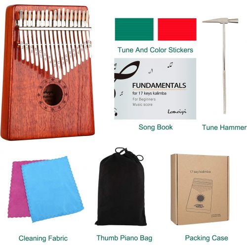  LEMEIYI Kalimba 17 Keys Thumb Piano with Study Instruction and Tune Hammer, Portable Mbira Sanza African Wood Finger Piano, Gift for Kids Adult Beginners Professional