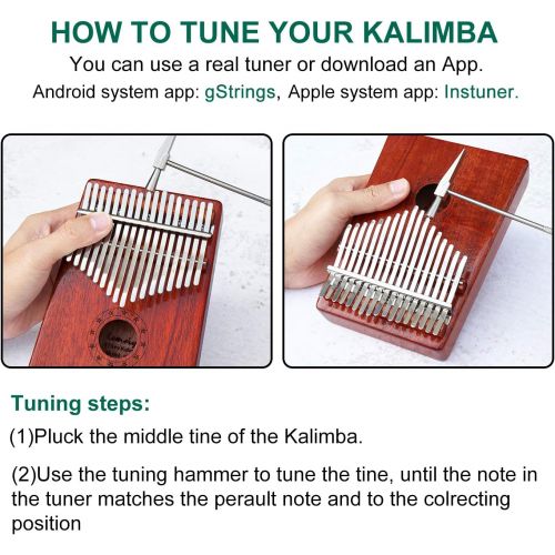  LEMEIYI Kalimba 17 Keys Thumb Piano with Study Instruction and Tune Hammer, Portable Mbira Sanza African Wood Finger Piano, Gift for Kids Adult Beginners Professional