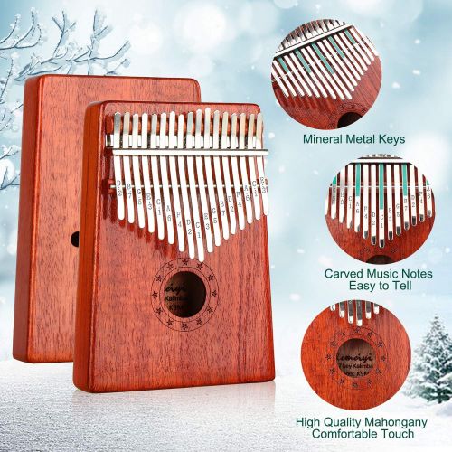  LEMEIYI Kalimba 17 Keys Thumb Piano with Study Instruction and Tune Hammer, Portable Mbira Sanza African Wood Finger Piano, Gift for Kids Adult Beginners Professional