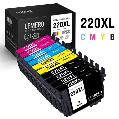  Lemero LEMERO Remanufactured Ink Cartridge Replacement for Epson T220XL ( Black,Cyan,Magenta,Yellow , 10-Pack)