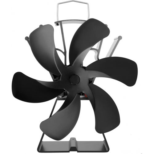  Lemfema Upgrade 6 Blade Fireplace Fan, Heat Powered Stove Fan for Gas/Pellet/Wood/Log Burning Stoves with Thermometer, 30% More Warm Air Than 4 Blade Fan