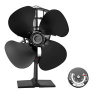 Lemfema Upgrade 4 Blade Heat Powered Stove Fan, Silent Fireplace Fan for Wood/Log Burner/Fireplace/Pellet Eco Friendly/Efficient Heat Distribution with Thermometer