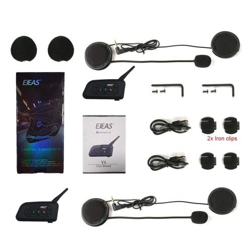  Lemnoi EJEAS V6 PRO Motorcycle Helmet Intercom Headset Bluetooth, Wireless Interphone System for Rider with 5-Way PairingWaterproof IP65Talking Range 1200mPhone ConnectionHands-freeS