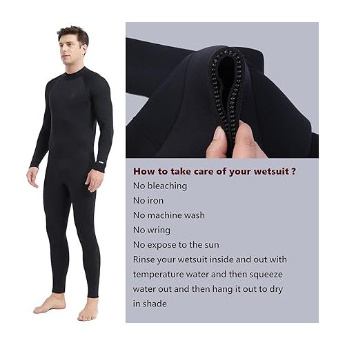  Lemorecn (16 Sizes) Mens Wetsuits Jumpsuit Neoprene 3/2mm and 5/4mm Full Body Diving Suit for Men and Women