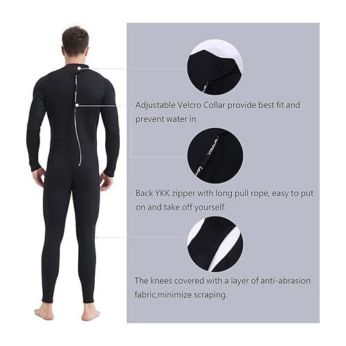  Lemorecn (16 Sizes) Mens Wetsuits Jumpsuit Neoprene 3/2mm and 5/4mm Full Body Diving Suit for Men and Women