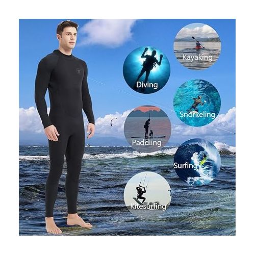  Lemorecn (16 Sizes) Mens Wetsuits Jumpsuit Neoprene 3/2mm and 5/4mm Full Body Diving Suit for Men and Women