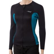Lemorecn XCEL Womens Longsleeve Wetsuit Jacket w/Cinch Cord 10 Black/Wild Peacock