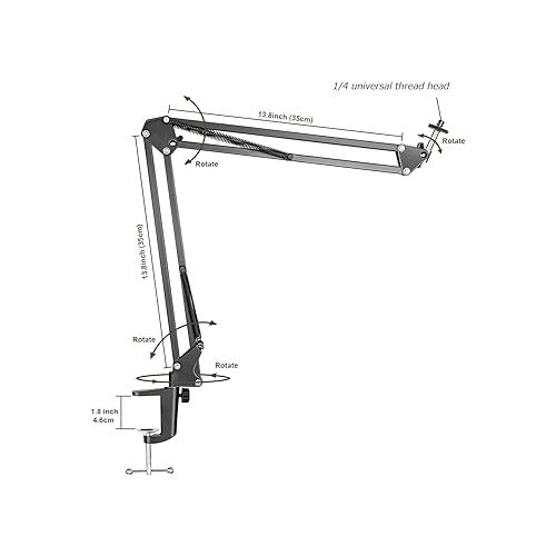  Overhead Tripod Mount for Camera Webcam Ring Light, Flexible Over Head Arm for iPhone with Phone Holder and Ball Head, Table Stand Accessory for Phone Video Recording Live Stream