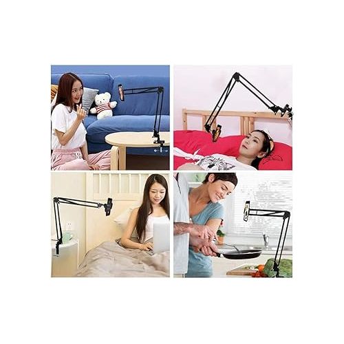  Overhead Tripod Mount for Camera Webcam Ring Light, Flexible Over Head Arm for iPhone with Phone Holder and Ball Head, Table Stand Accessory for Phone Video Recording Live Stream