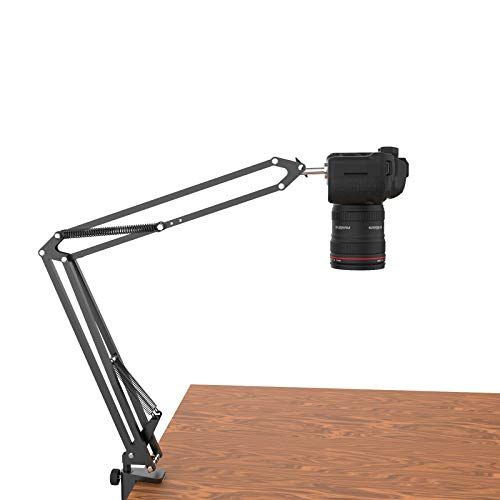  LenTok Overhead Tripod for DSLR Cameras, Heavy Duty Camera Desk Mount Stand with Flexible Articulating Boom Arm, Camera Holder Table Clamp for Canon Nikon Sony Fuji SLR Mirrorless Cam Vid