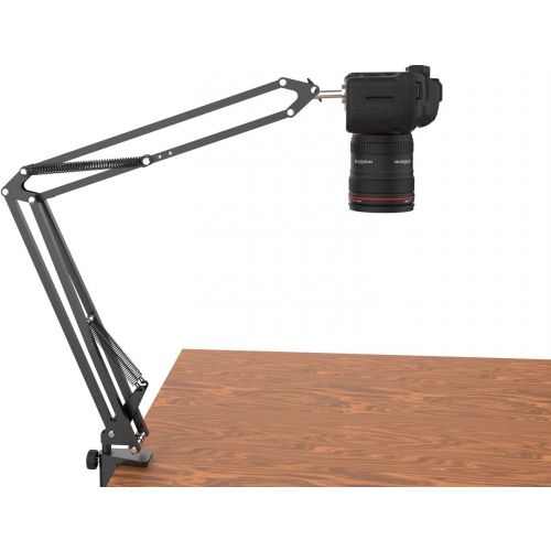  LenTok Overhead Tripod for DSLR Cameras, Heavy Duty Camera Desk Mount Stand with Flexible Articulating Boom Arm, Camera Holder Table Clamp for Canon Nikon Sony Fuji SLR Mirrorless Cam Vid