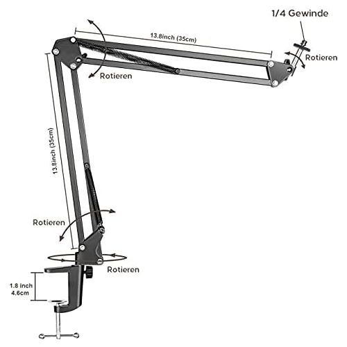  [아마존베스트]LenTok Overhead tripod for camera webcam ring light, flexible overhead arm for iPhone with phone holder, table tripod accessories for phone video recording live stream