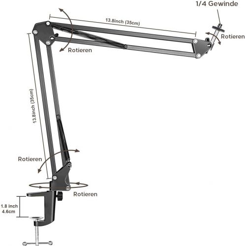  [아마존베스트]LenTok Overhead tripod for camera webcam ring light, flexible overhead arm for iPhone with phone holder, table tripod accessories for phone video recording live stream