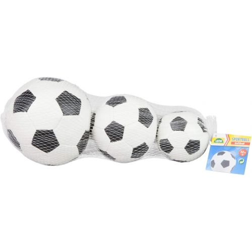  [아마존 핫딜] [아마존핫딜]Lena 62161 - Soft - Sportballe 3er Set Motiv Fussball, schwarz / weiss, Groesse Softballe 7 cm, 9 cm und 14 cm, im Netz, Spielballe fuer Kinder ab 1 Jahr, weiche Schaumstoffballe zum Sp