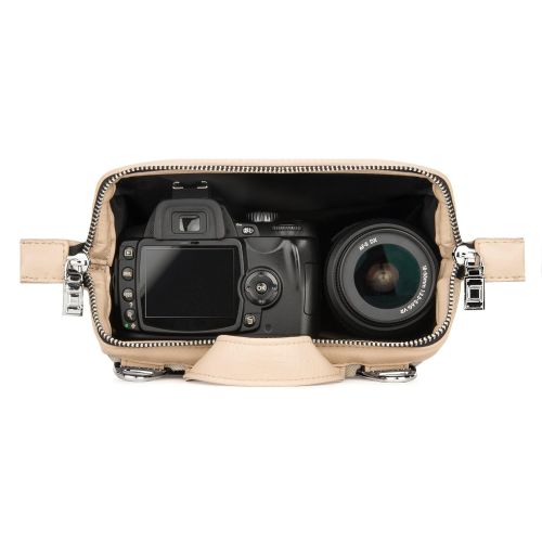  Lencca LENOliveGLDBGE Olive DSLR Camera Case Shoulder Bag with Removable Strap (Gold/Beige)