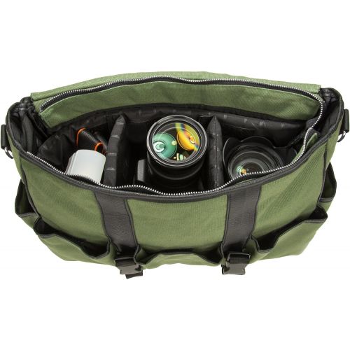  Lencca LENCammaGRN Professional Canvas Camera Messenger Bag with Removable Padded Shoulder Strap (Forest Green)