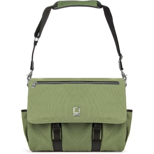  Lencca LENCammaGRN Professional Canvas Camera Messenger Bag with Removable Padded Shoulder Strap (Forest Green)