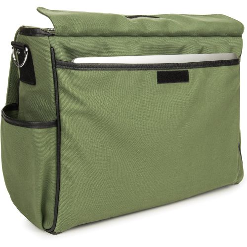  Lencca LENCammaGRN Professional Canvas Camera Messenger Bag with Removable Padded Shoulder Strap (Forest Green)