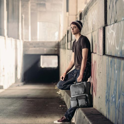  Lencca Novo Canvas and Vegan Leather Backpack Crossover for up to 15.6 Laptops (LenNovoGRY)