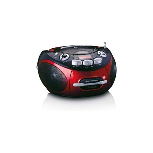  [아마존베스트]Lenco SCD-430 Radio CD Player with Cassette Deck - CD Player with MP3 Function - Auto-Stop - Programmable Track Memory - Repeat Function - Extra Bass - 3.5 mm AUX-In SCD-430RD Red