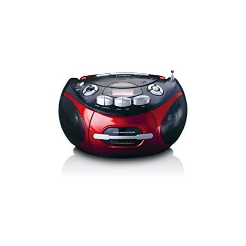  [아마존베스트]Lenco SCD-430 Radio CD Player with Cassette Deck - CD Player with MP3 Function - Auto-Stop - Programmable Track Memory - Repeat Function - Extra Bass - 3.5 mm AUX-In SCD-430RD Red