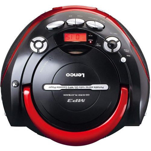  [아마존베스트]Lenco SCD-430 Radio CD Player with Cassette Deck - CD Player with MP3 Function - Auto-Stop - Programmable Track Memory - Repeat Function - Extra Bass - 3.5 mm AUX-In SCD-430RD Red