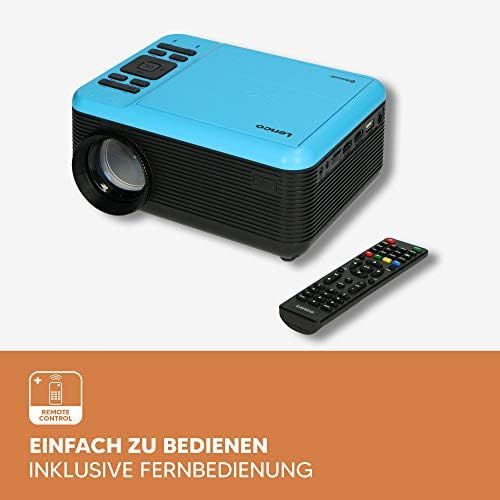  [아마존베스트]-Service-Informationen Lenco LPJ-500 - Bluetooth Projector - Mini Projector - DVD Player - 2800 Lumen - 30,000 Hours Life - Full HD - Bluetooth 5.0 - 2 x HDMI - USB - SD Port - AV in - VGA - Blue