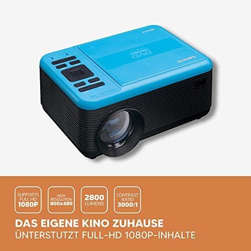  [아마존베스트]-Service-Informationen Lenco LPJ-500 - Bluetooth Projector - Mini Projector - DVD Player - 2800 Lumen - 30,000 Hours Life - Full HD - Bluetooth 5.0 - 2 x HDMI - USB - SD Port - AV in - VGA - Blue