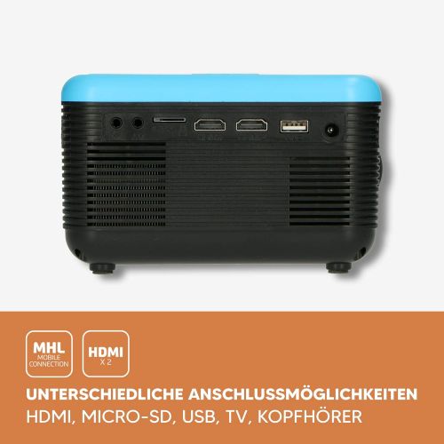  [아마존베스트]-Service-Informationen Lenco LPJ-500 - Bluetooth Projector - Mini Projector - DVD Player - 2800 Lumen - 30,000 Hours Life - Full HD - Bluetooth 5.0 - 2 x HDMI - USB - SD Port - AV in - VGA - Blue