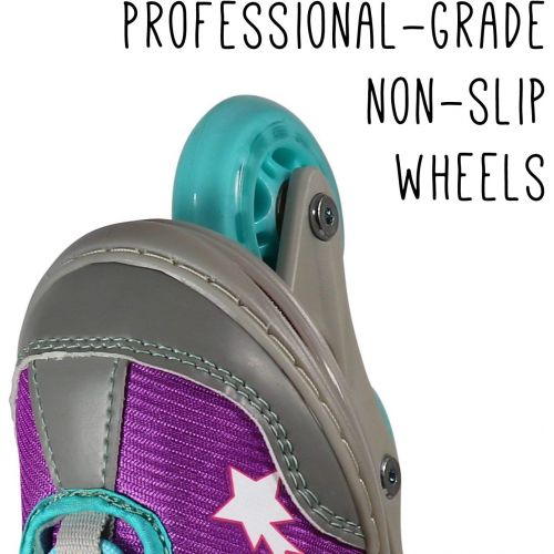  Lenexa Athena Kids Rollerblades - Patines Roller Blades for a Kid (GirlGirls, BoyBoys) - Adjustable Comfortable Inline Skates for Children (PurpleGreyBlue)