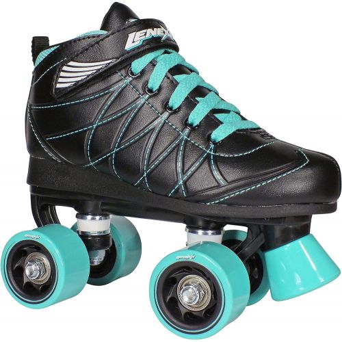  Lenexa Hoopla Kids Roller Skates for Kids Children - Girls and Boys - Kids Rollerskates - Childrens Quad Derby Roller Skate for Youths BoyGirl - Kids Skates (Black wBlue Wheels)