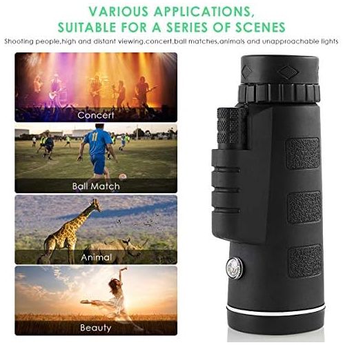  [아마존베스트]Lenlun Monocular Telescope 40 × 60 High Power BAK-4 HD Monocular with Smartphone Holder & Tripod, Zoom Telescope Waterproof for Bird Watching, Hunting, Camping