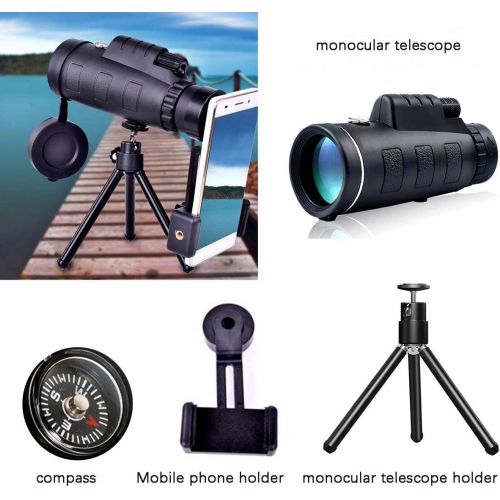  [아마존베스트]Lenlun Monocular Telescope 40 × 60 High Power BAK-4 HD Monocular with Smartphone Holder & Tripod, Zoom Telescope Waterproof for Bird Watching, Hunting, Camping