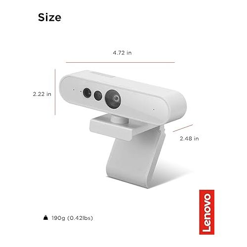 레노버 Lenovo HD 1080p Webcam (510 FHD) - Monitor Camera with 4X Digital Zoom, 95° Wide Angle, 360° Rotation Pan & Tilt - Desktop Cam with Dual Microphones & Windows Hello for Livestreaming & Conferences
