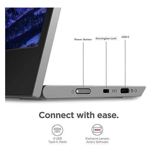 레노버 Lenovo L15 Portable Monitor, 15.6” Display, Full HD Resolution, IPS Panel, 250 nits Brightness, 60Hz Refresh Rate, USB-C Ports, Height-Adjustable Stand, Flicker-Free Technology, Grey