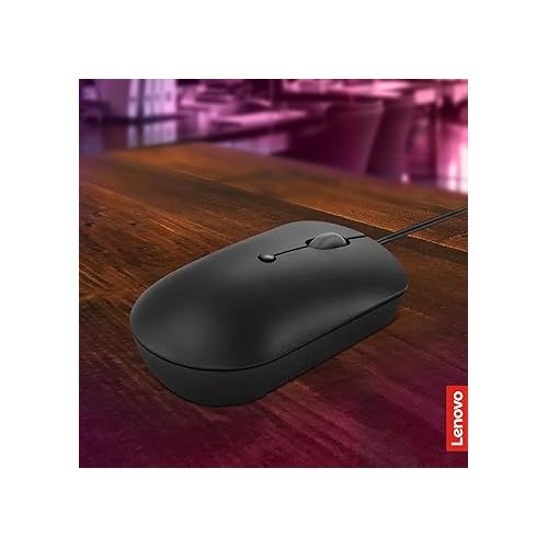 레노버 Lenovo 400 USB-C Compact Wired Mouse - Pocket Friendly Portable Mouse for Notebook or Large Computer Monitor, Black